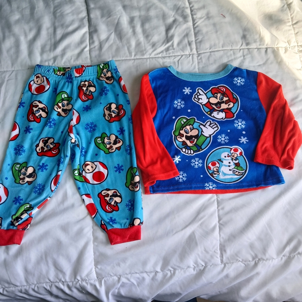 Nintendo Super Mario Red and Blue Kids Apparel Size 2T